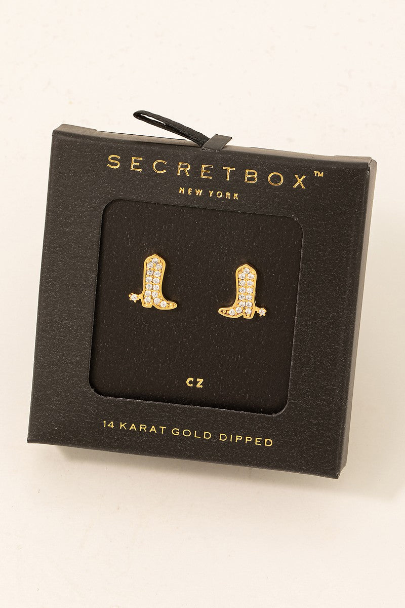 The Rhinestone Cowboy Boot Stud Earrings