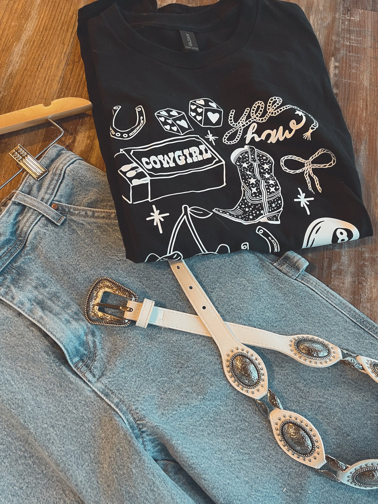 The Talia Western Concho Belt in White