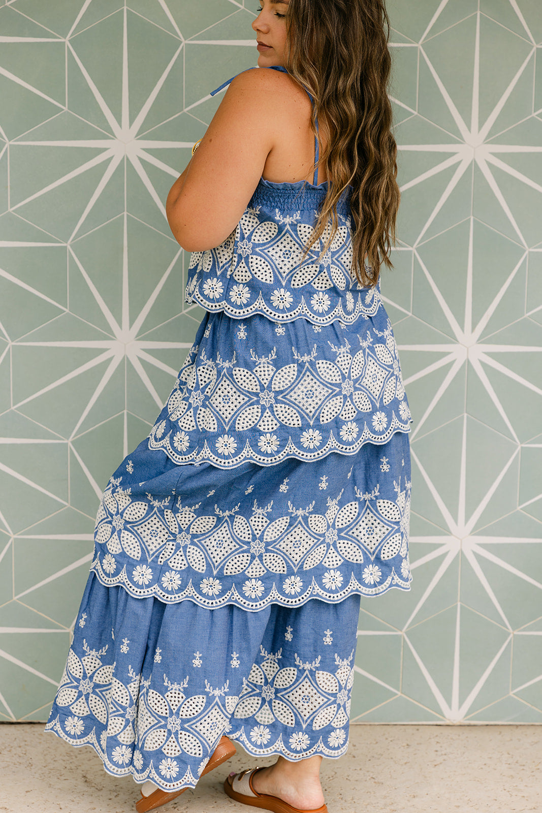 The Venice Maxi Skirt Set in Denim Blue