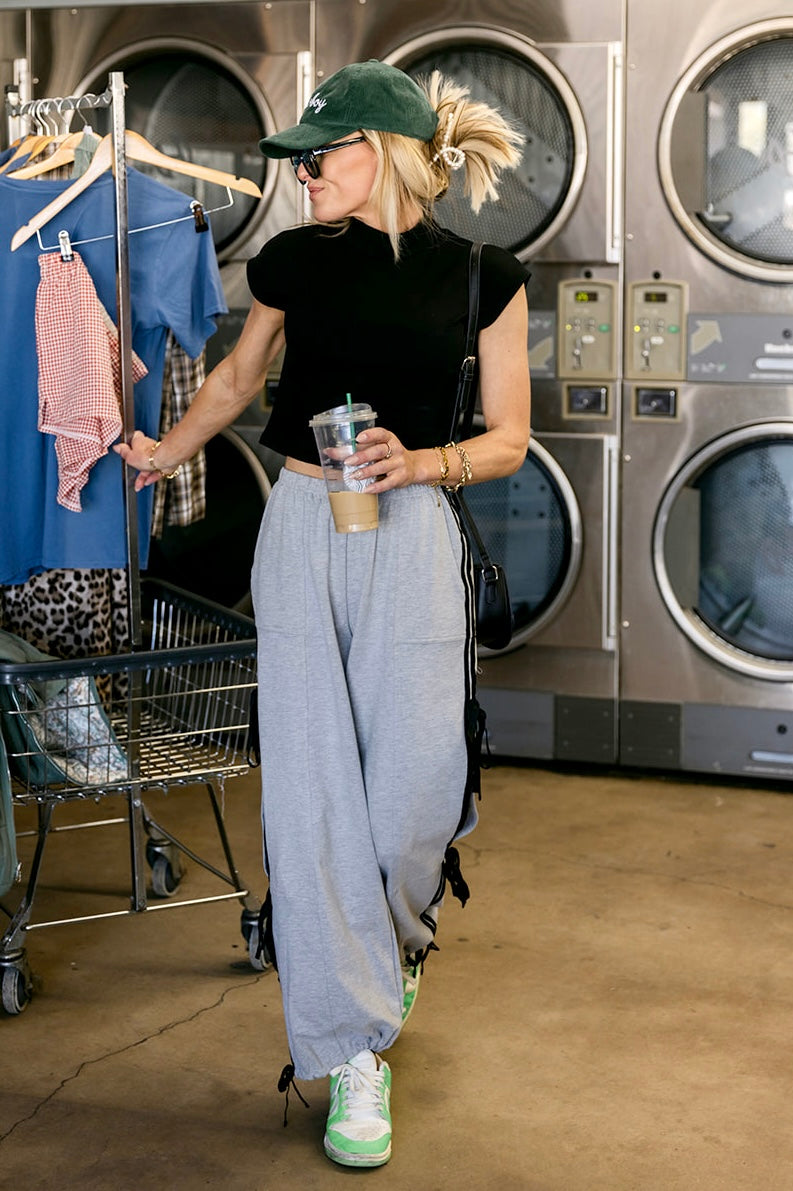 The Maggie Bow Joggers in Grey