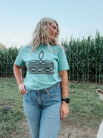 BLACK BOOT STITCH: SEAFOAM