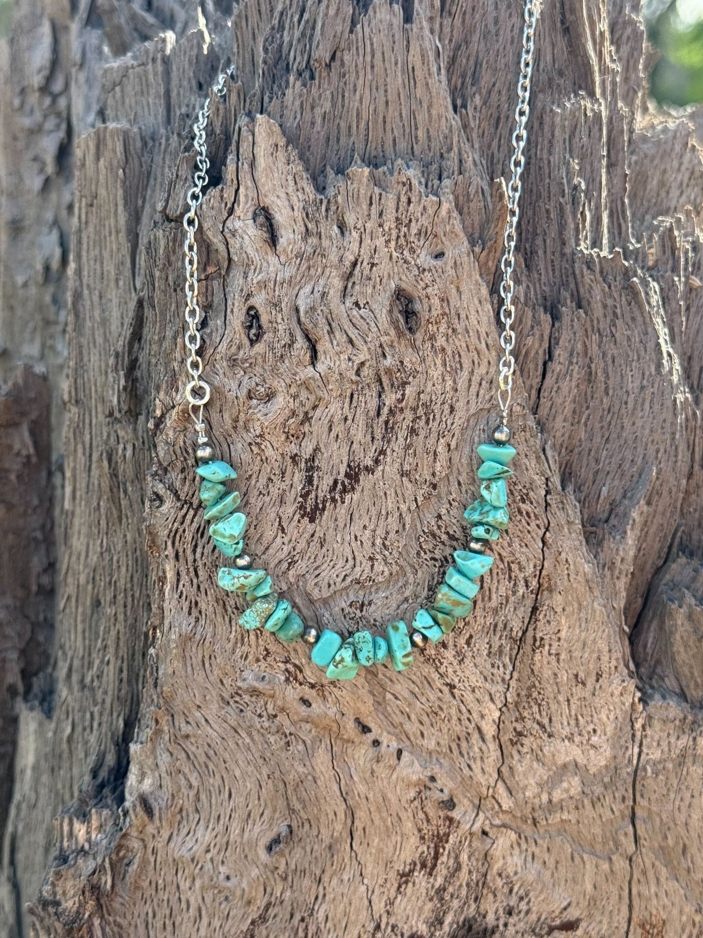 Authentic Turquoise Chips Chain Necklace