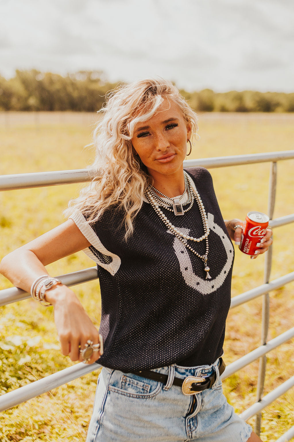 The Kaiya Horseshoe Sweater Vest in Navy
