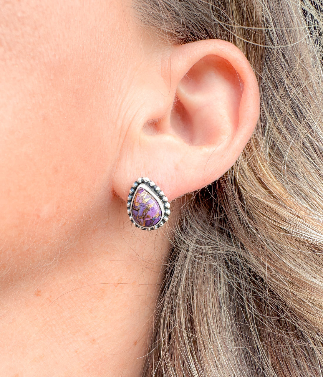 Purple Rose Teardrop Earrings