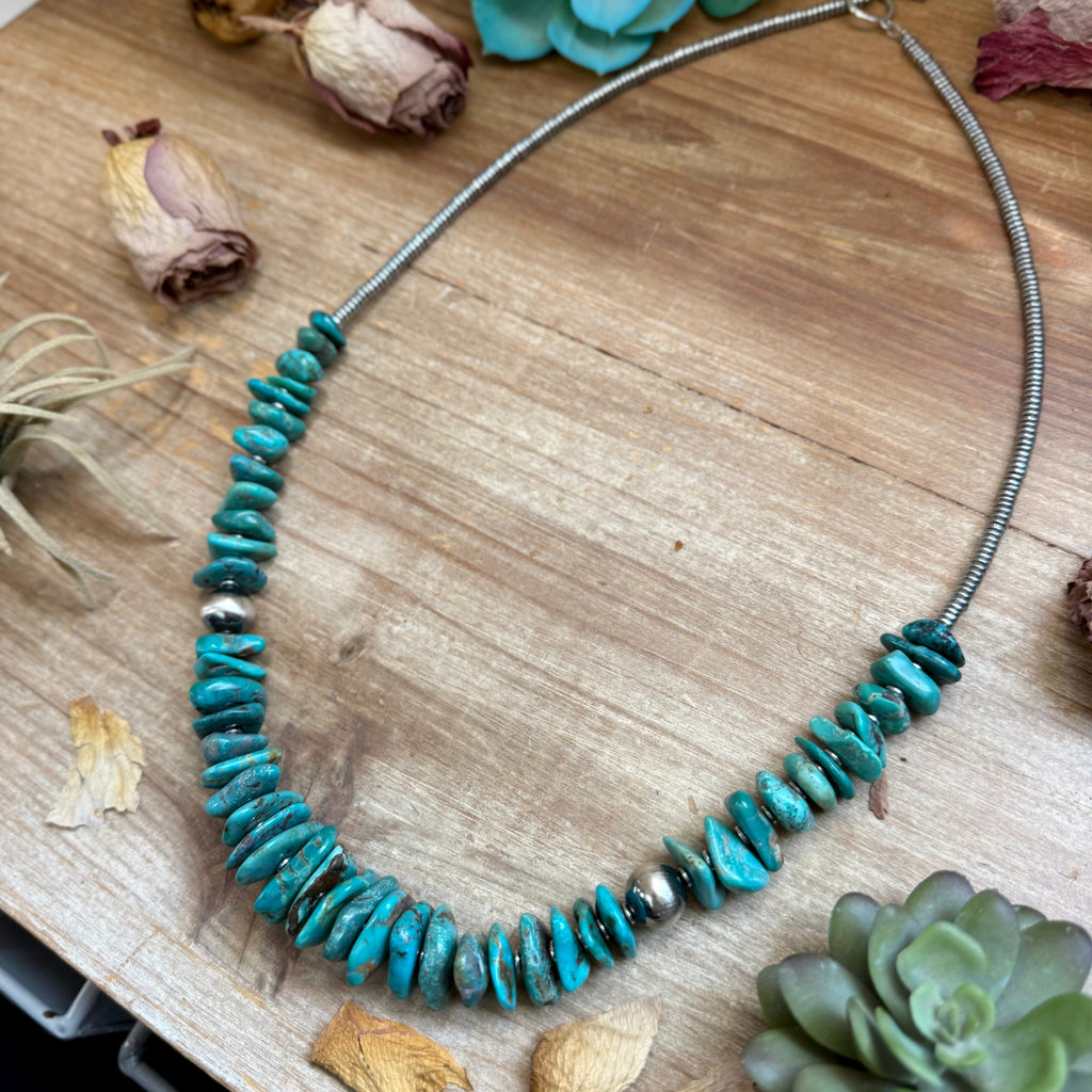 26 inch Graduated Blue Turquoise Statement Necklace