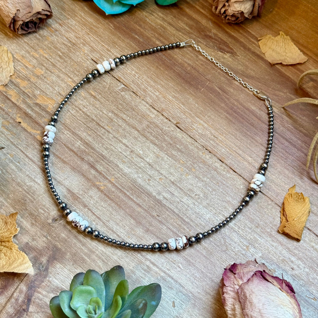 Wild Horse & Sterling Silver Pearl Necklace