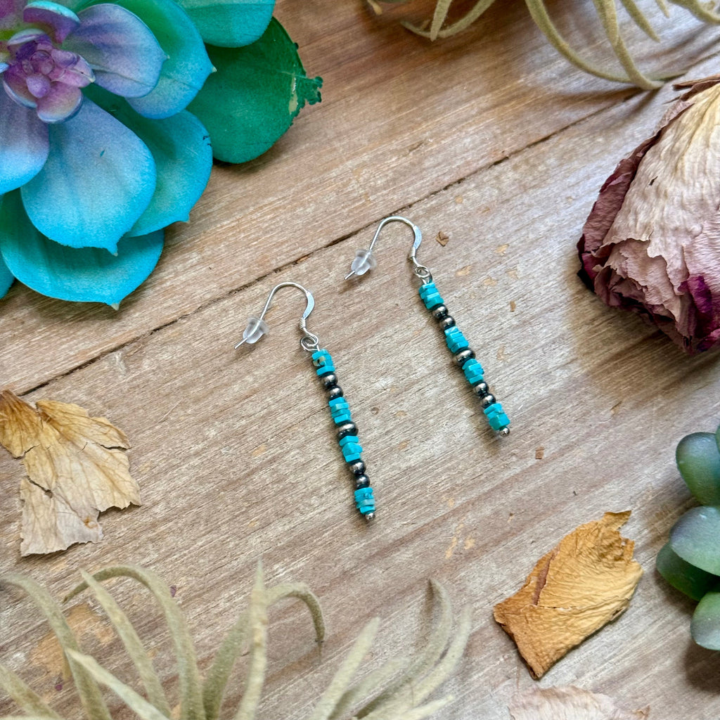 Turquoise Cube Dangle Earrings