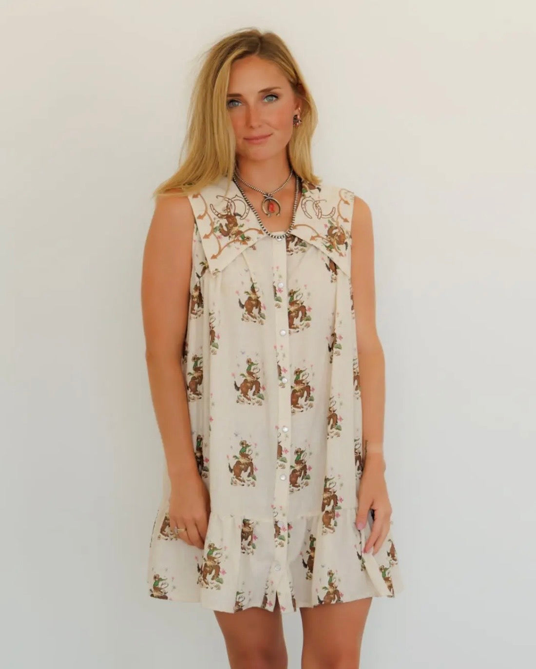The Embroidered Cowboy Print Dress