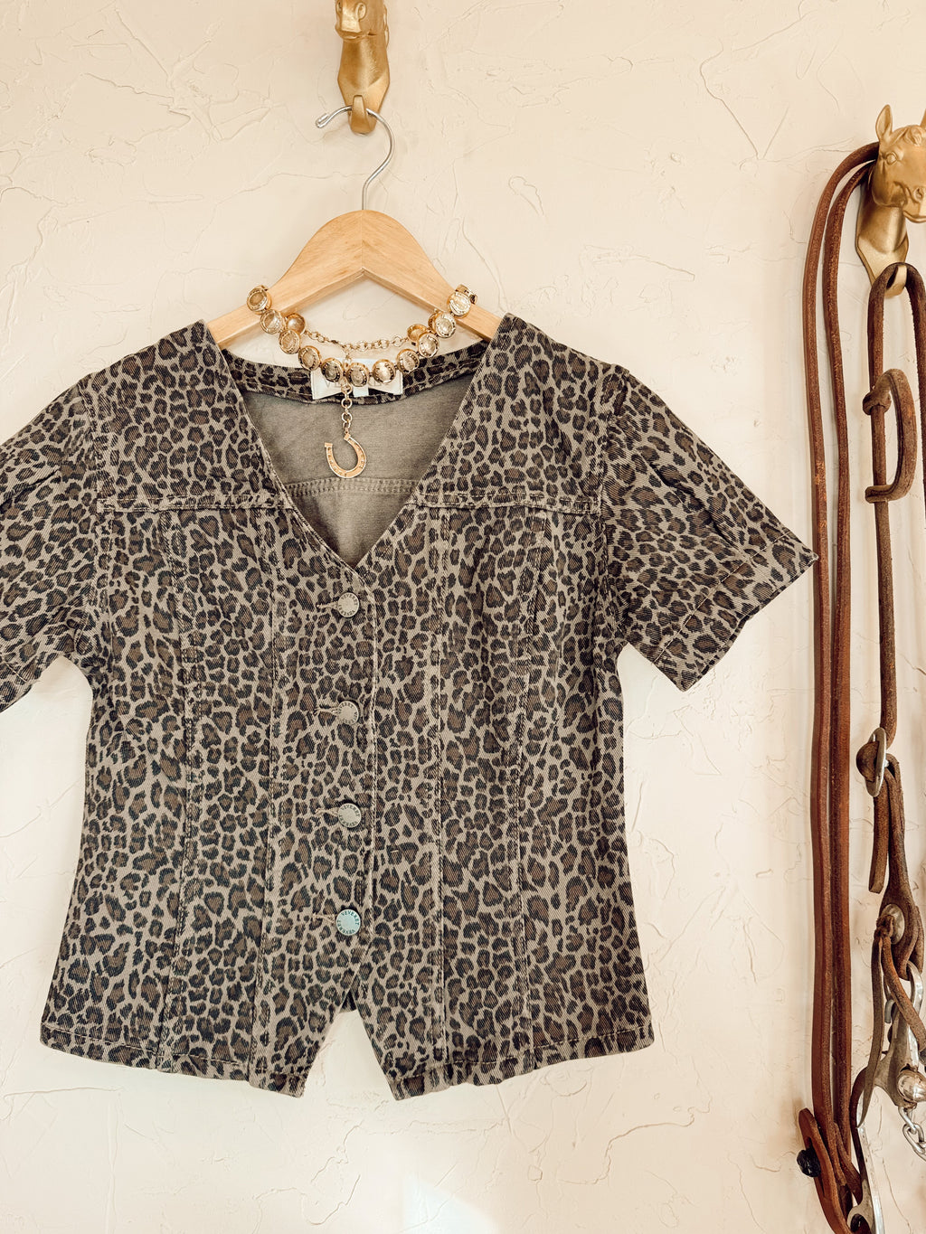 The Logan Leopard Denim Top