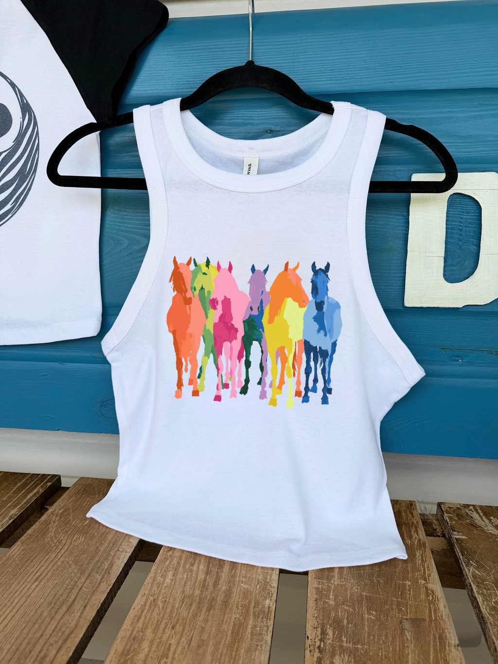 Neon Horses Cropped Tank