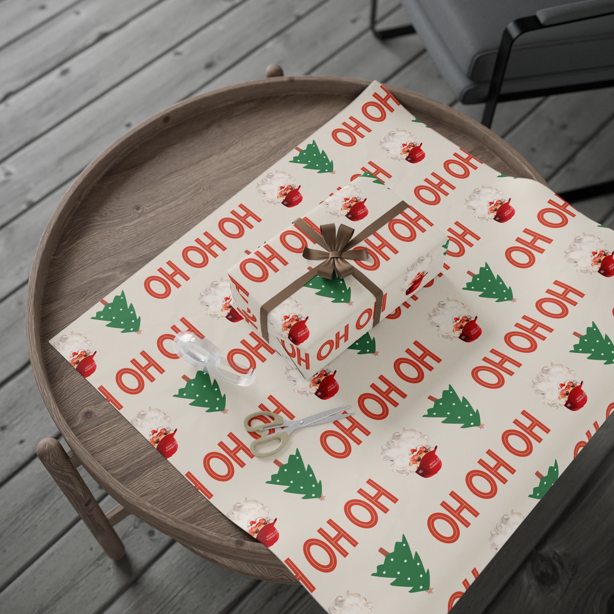 Christmas 'HO HO HO' Trump Wrapping Paper Roll — Festive Holiday Gift Wrap