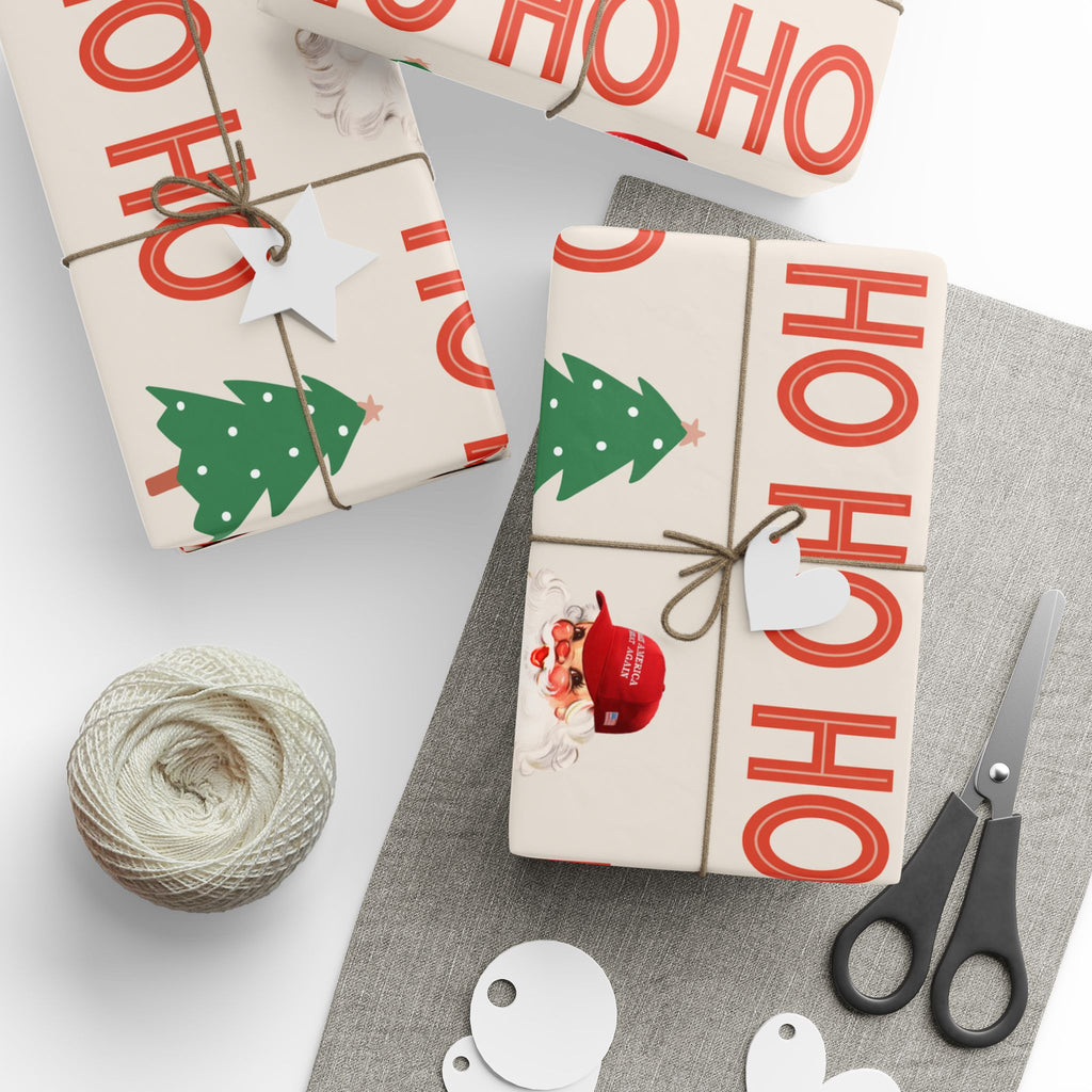 Christmas 'HO HO HO' Trump Wrapping Paper Roll — Festive Holiday Gift Wrap