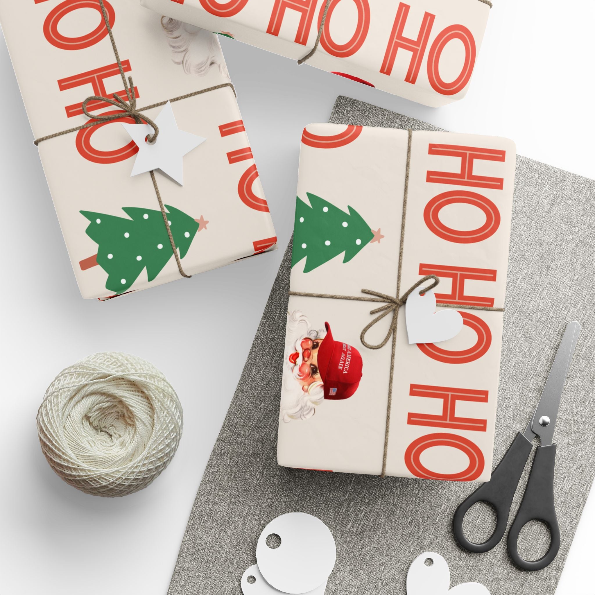 Christmas 'HO HO HO' Trump Wrapping Paper Roll — Festive Holiday Gift Wrap