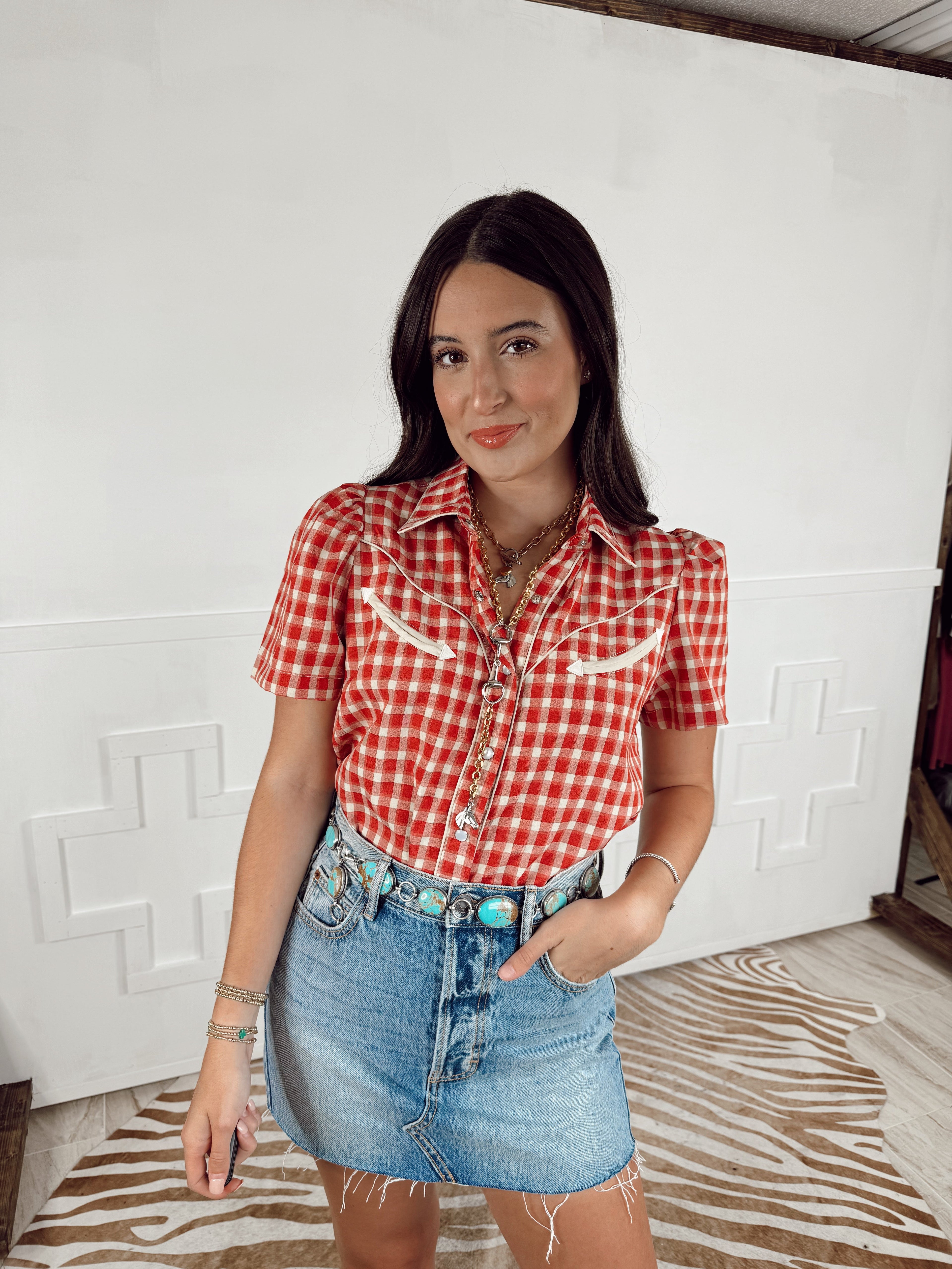 The Gingham Top in Red-BEST SELLER