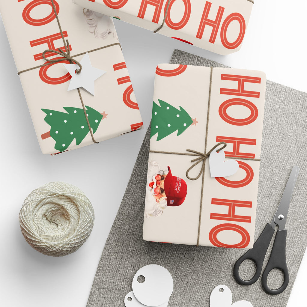 Christmas 'HO HO HO' Trump Wrapping Paper Roll — Festive Holiday Gift Wrap
