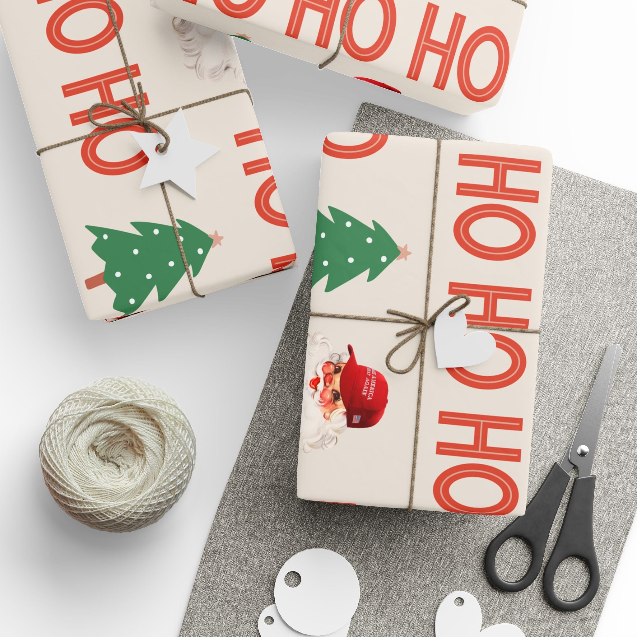 Christmas 'HO HO HO' Trump Wrapping Paper Roll — Festive Holiday Gift Wrap