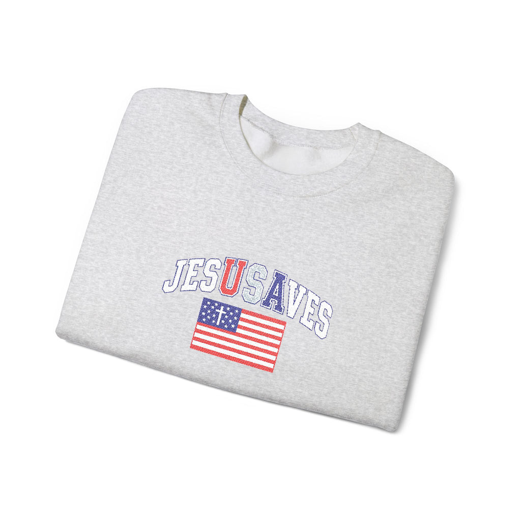 Crewneck Sweatshirt - 'USA Waves' Distressed American Flag Design