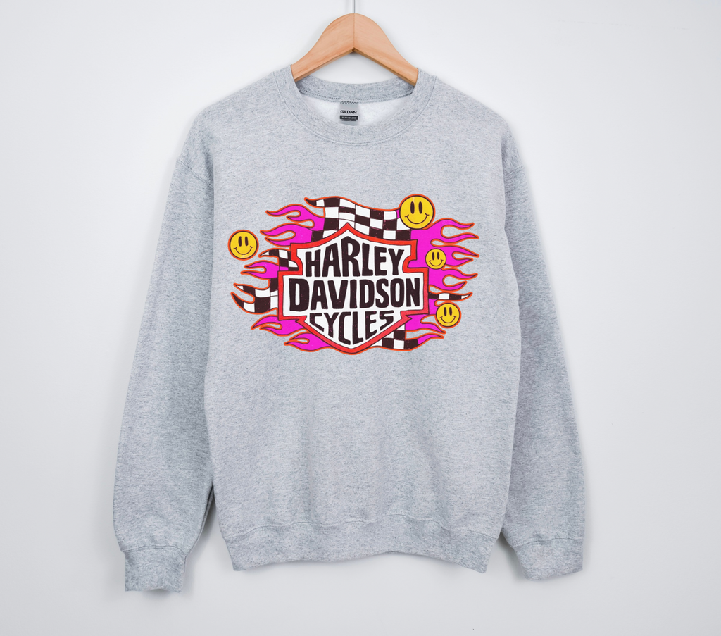 Smiley Face Harley TEE or CREWNECK