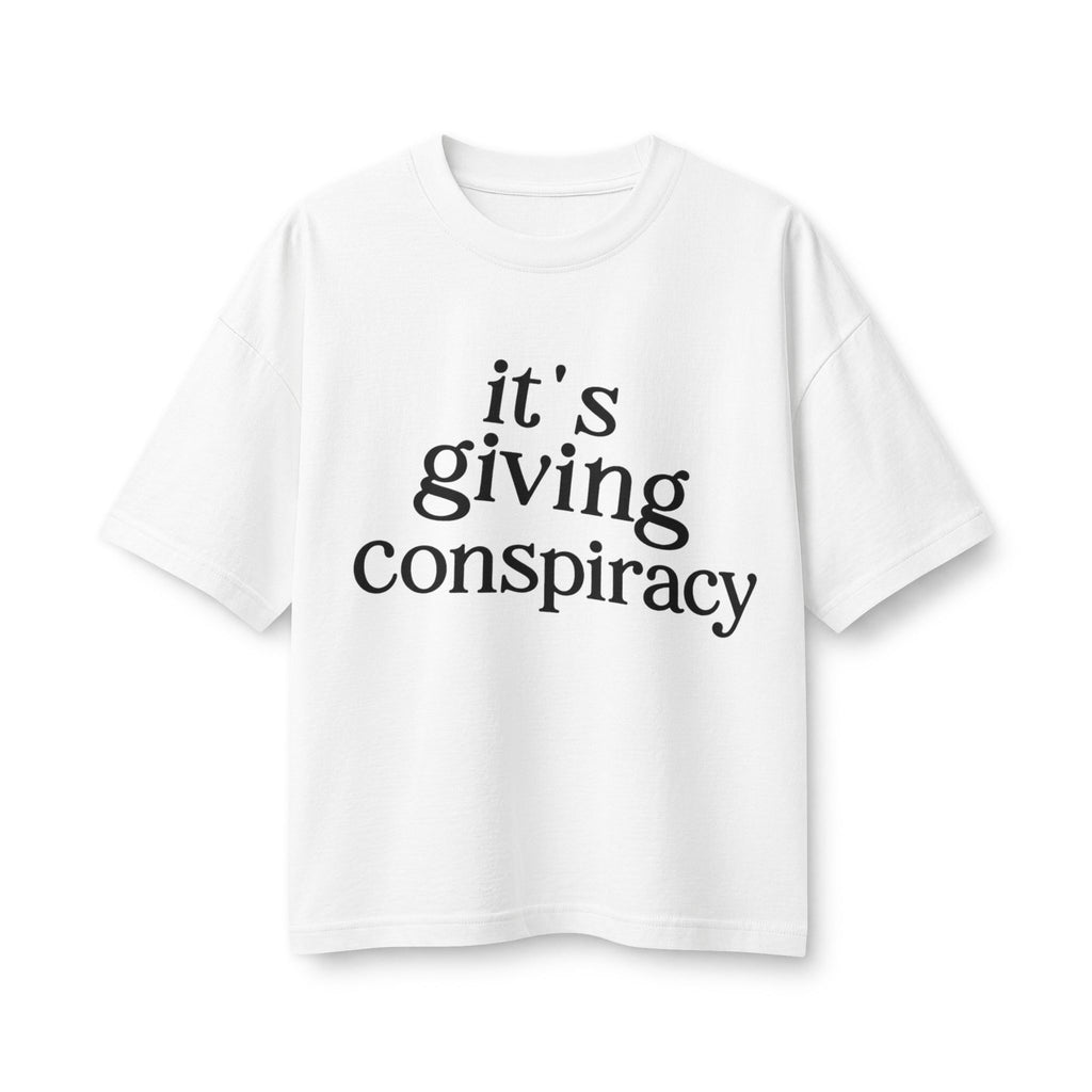 Women's Tee — "It's Giving Conspiracy" Graphic Tee, Trendy Satirical Statement Shirt