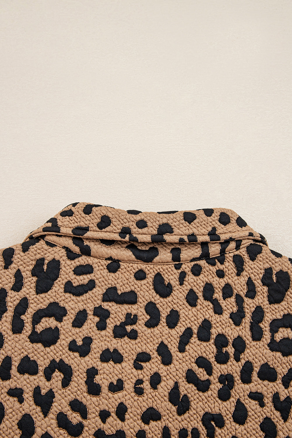 Brown Leopard Print Quarter Zip Sweatshirt
