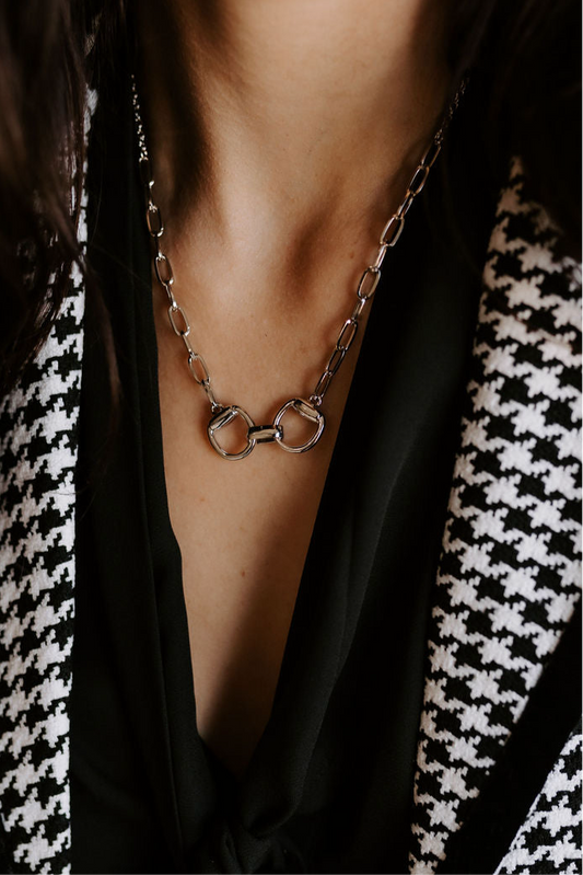 The Harlowe Horsebit Necklace in Silver
