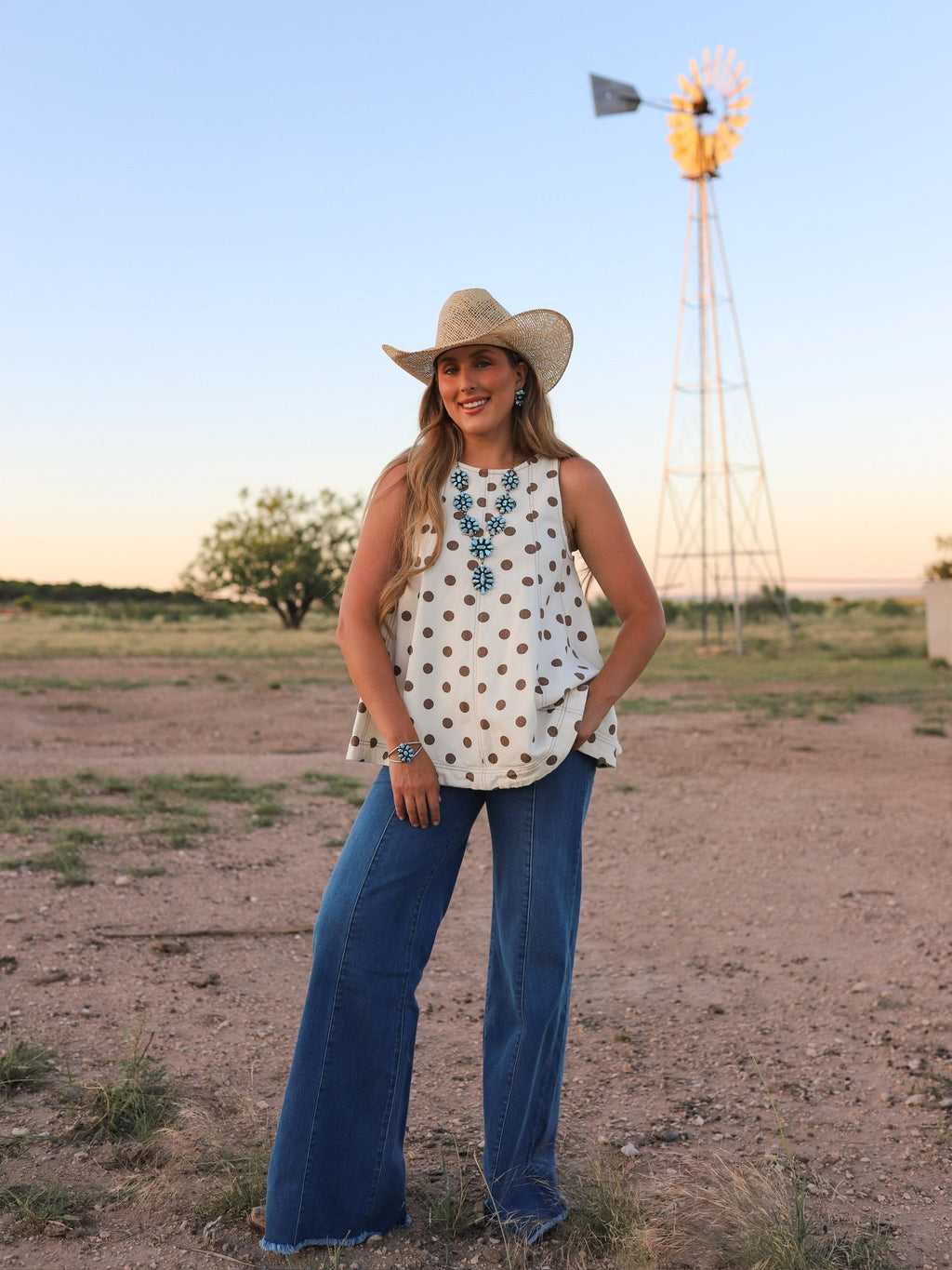 The Posie Polka Dot Denim Top