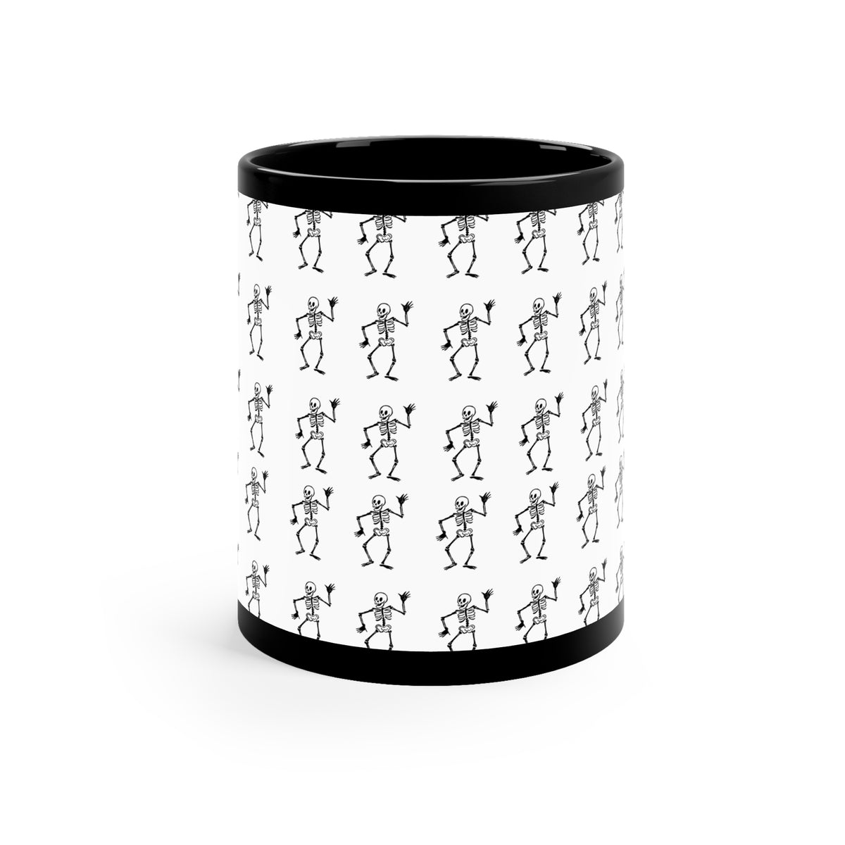 Dancing Skeletons Pattern Black Coffee Mug
