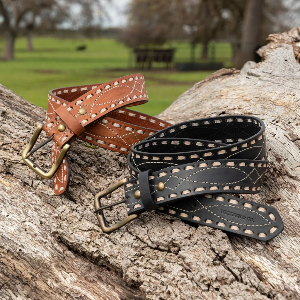 The Classic Buckstitch Belt - black