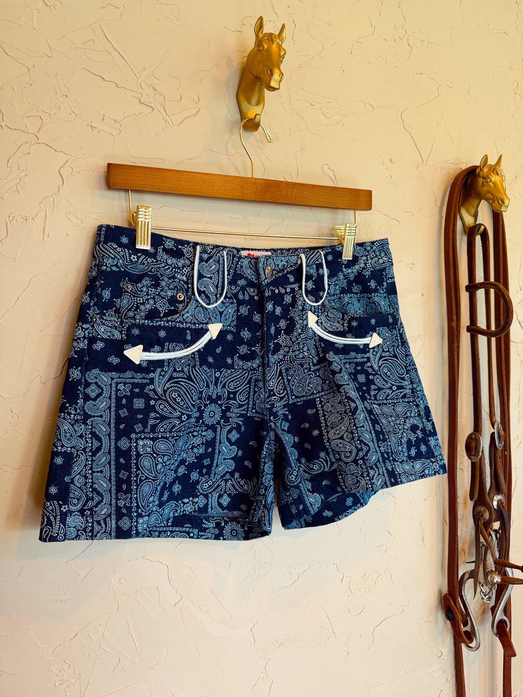 The Bandana Print Denim Shorts