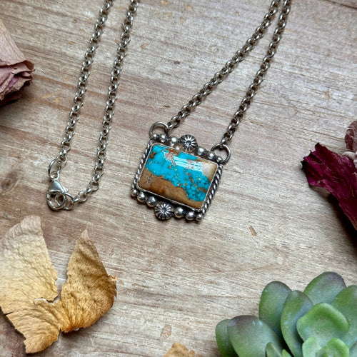 111 - Sterling Silver Easter Blue Turquoise Bar Necklace by Jason Ogg