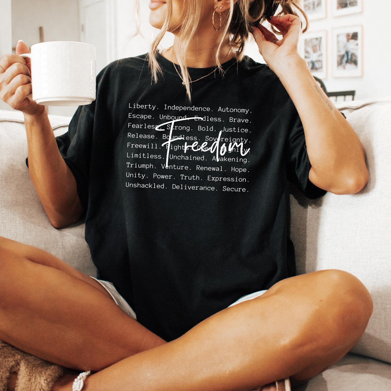 Freedom Typography T-Shirt — Inspirational Word Cloud Graphic Tee