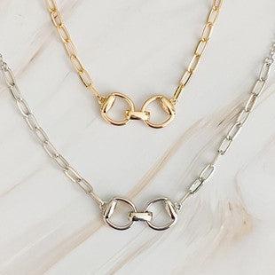 The Harlowe Horsebit Necklace in Silver