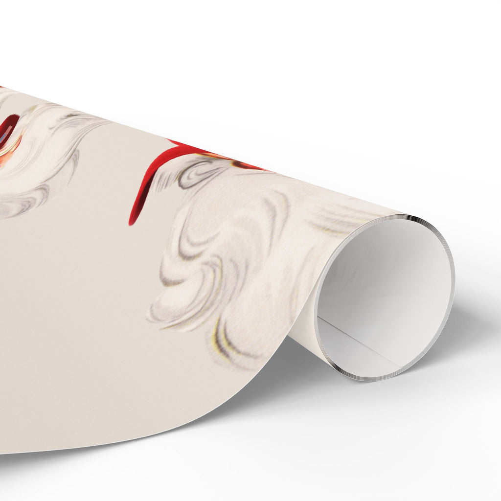 Retro MAGA Trump Santa Wrapping Paper Roll — Cream Background Holiday Gift Wrap with ‘Merry Everything’ Red Hat Design