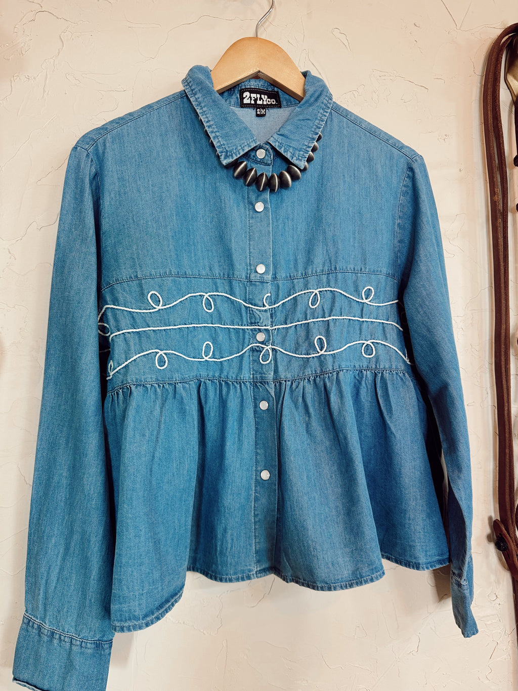 The Loopty Lou Long Sleeve Denim Top-L/XL