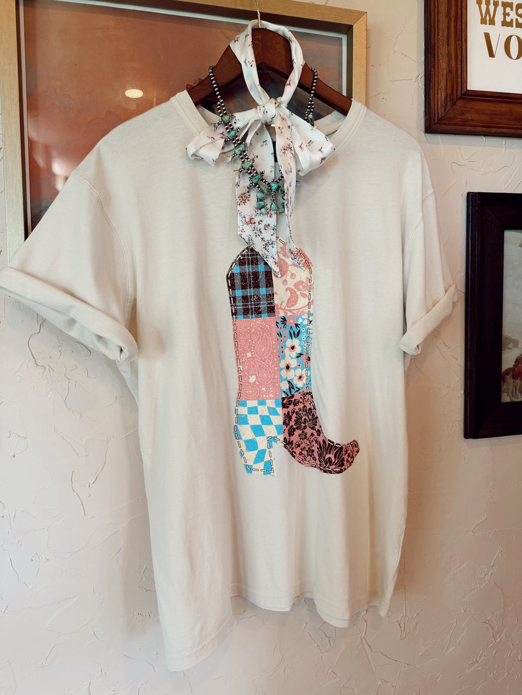 The Quilted Print Cowboy Boot T-Shirt