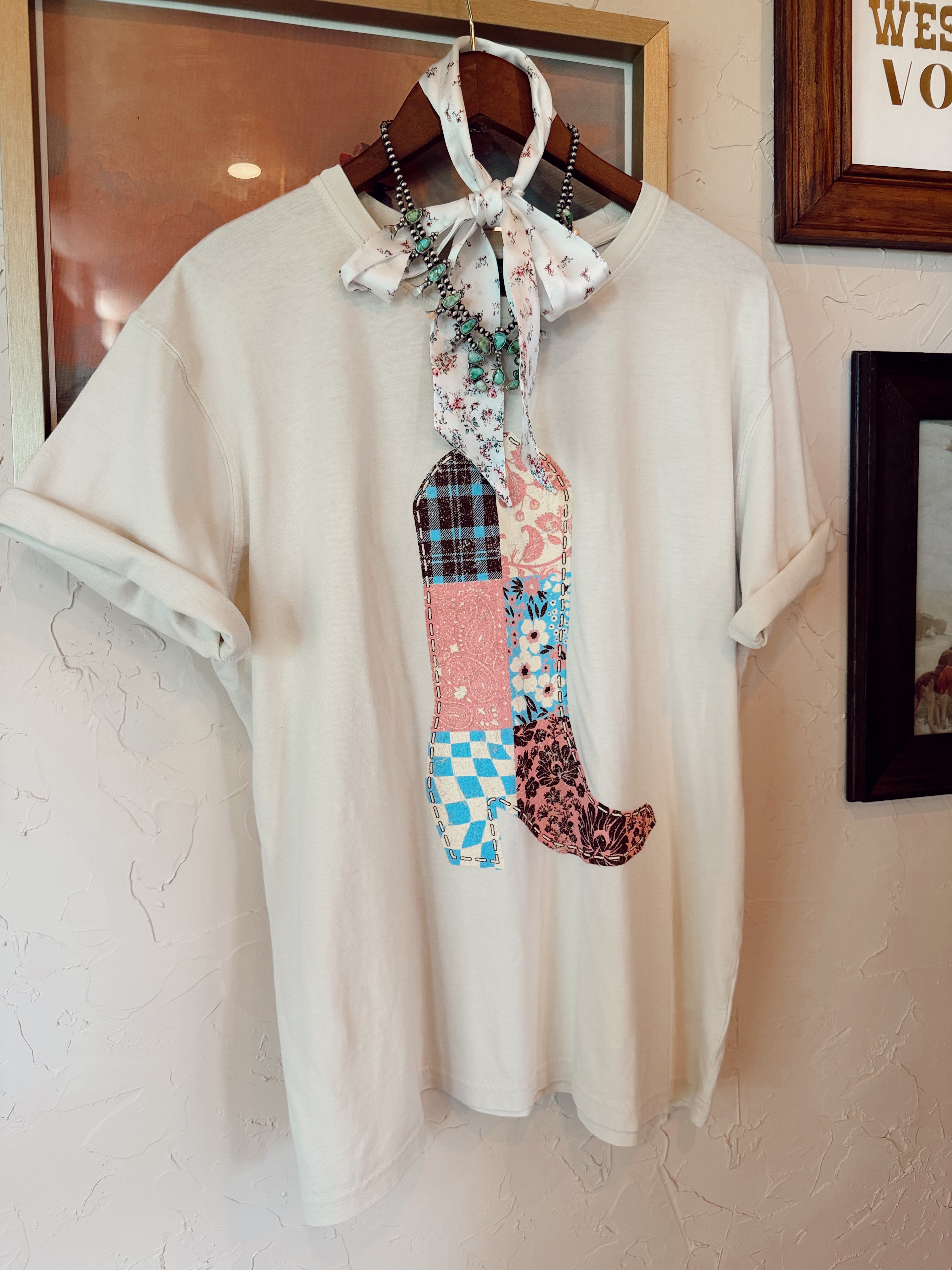 The Quilted Print Cowboy Boot T-Shirt