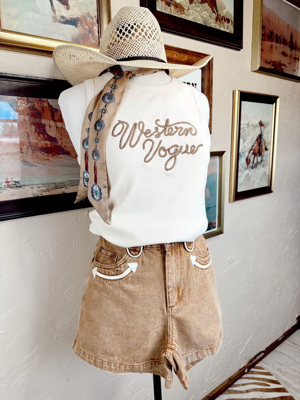 The Abilene Denim Shorts in Tan