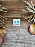 Stud Earrings – Kingman Turquoise – Sterling Silver – Handmade by Mary Ann Neha, Zuni Artist