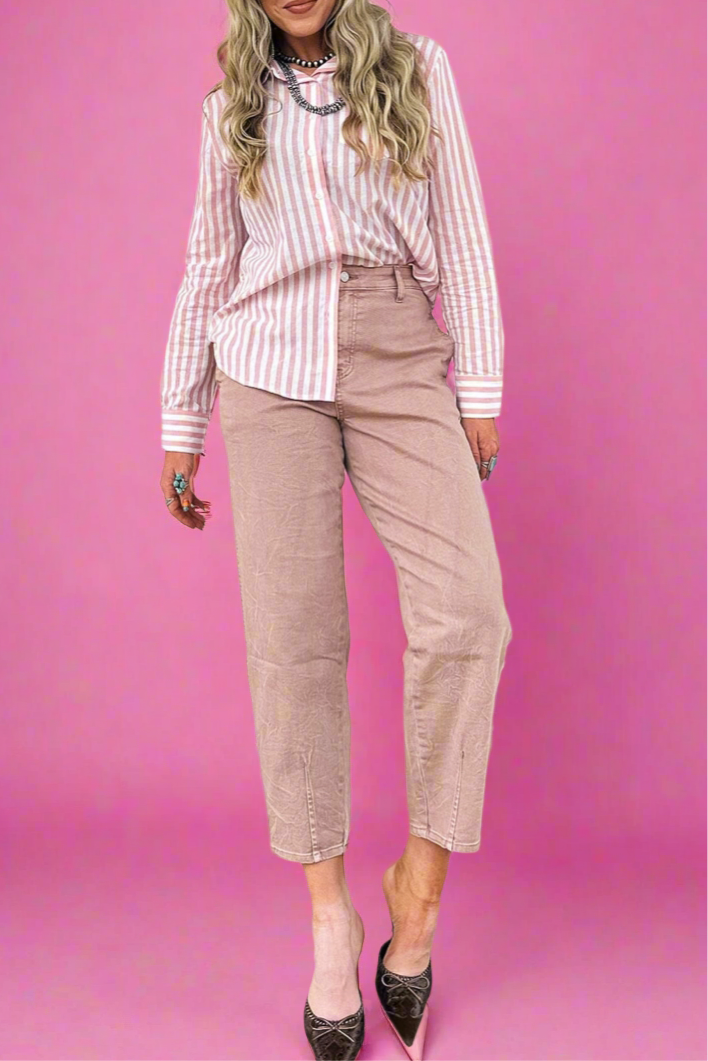 The Linden Pink Barrel Jean