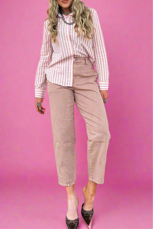 The Linden Pink Barrel Jean