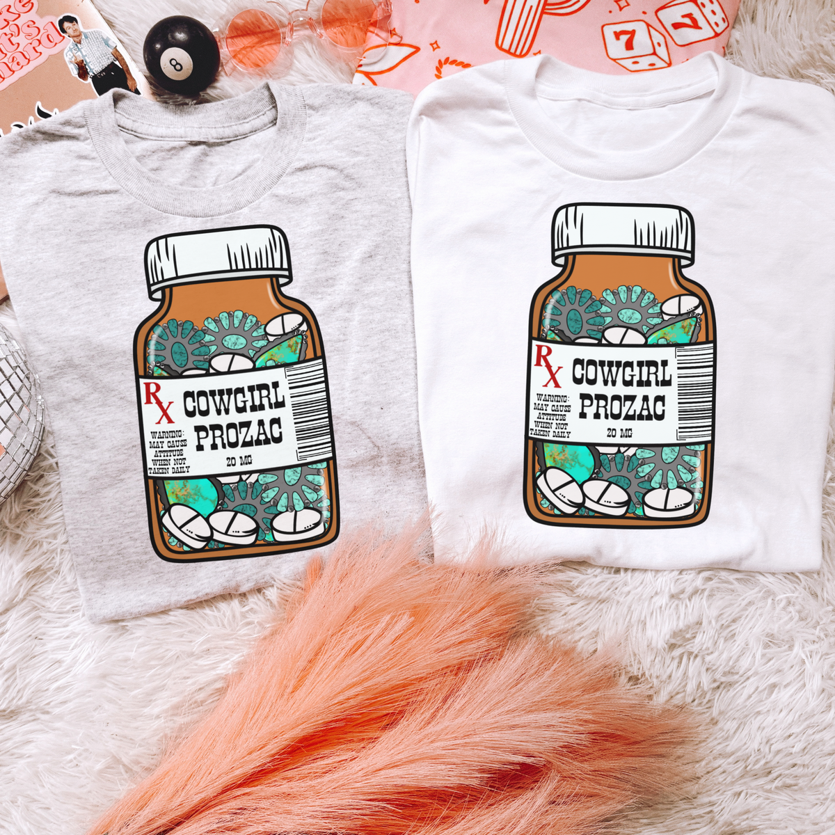 Cowgirl Happy Pills TEE or CREWNECK