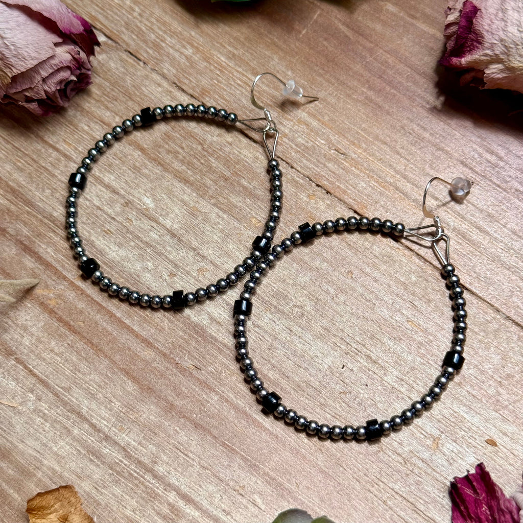 Black Onyx Hoop Earrings – Sterling Silver
