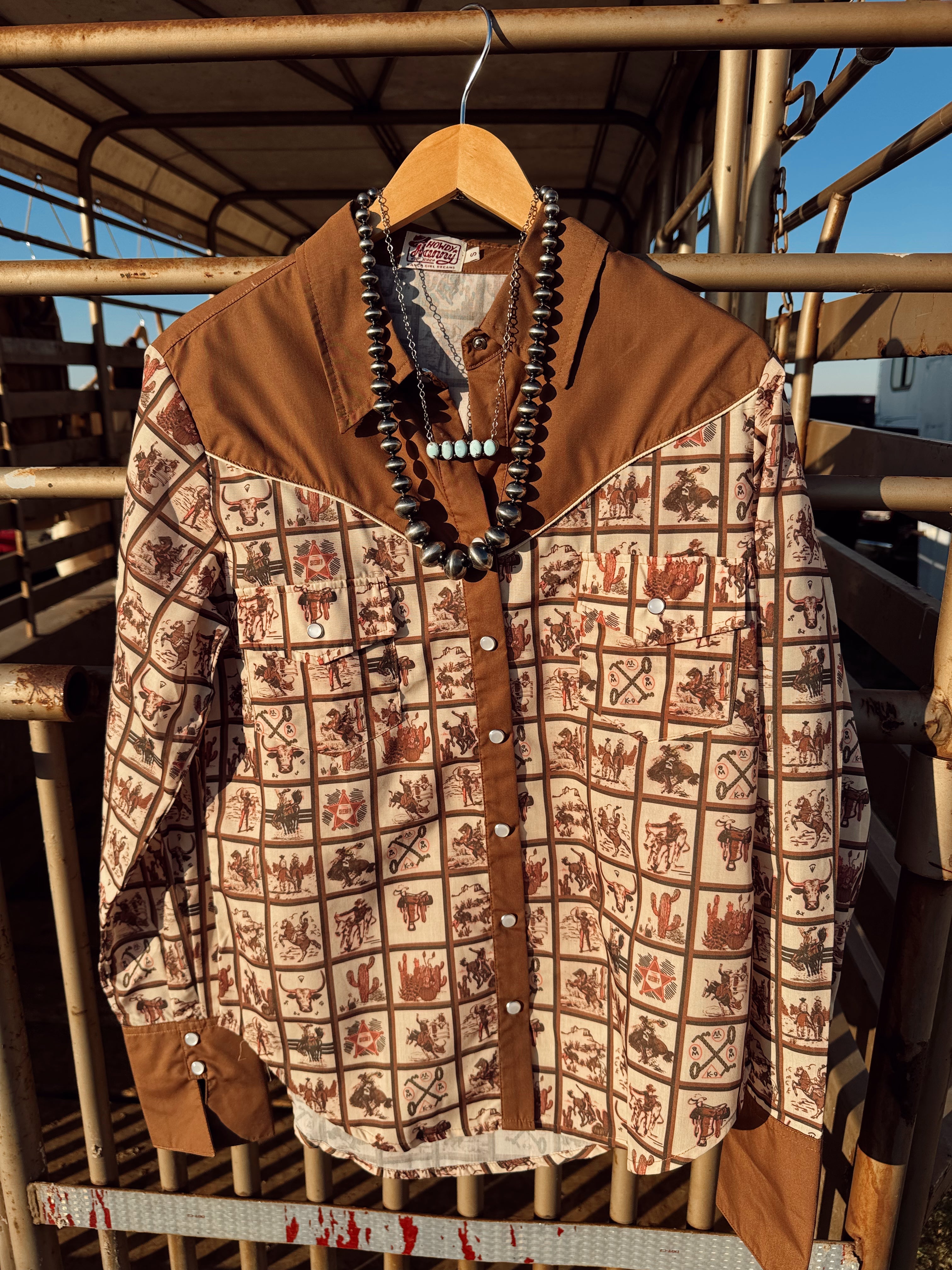 The Western Squares Pearl Snap Top