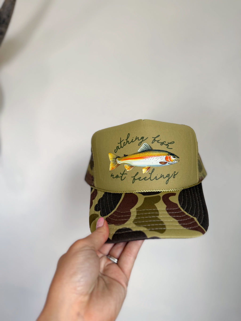 FISH NOT FEELINGS CAP: CAMO