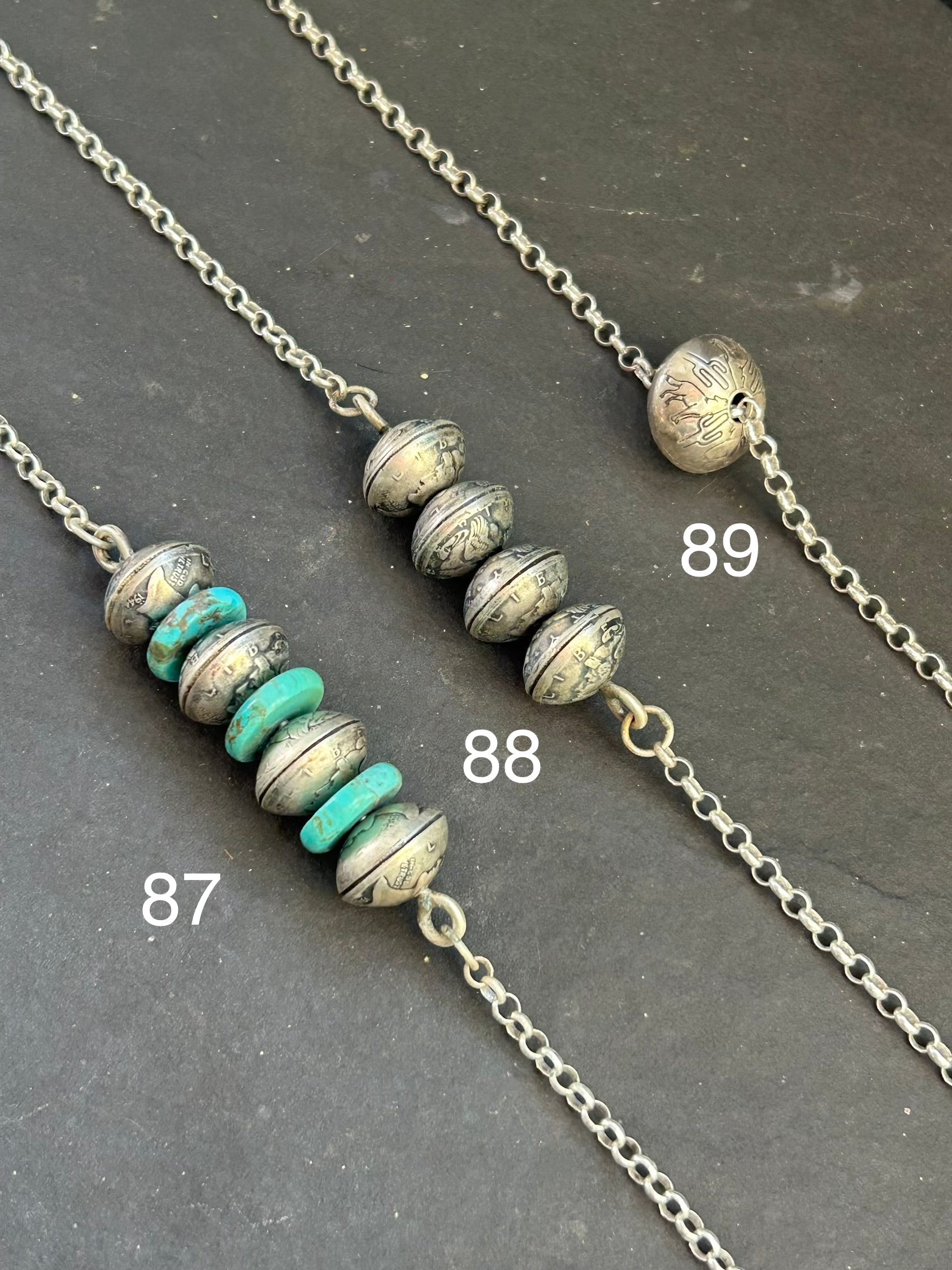 89 - Sterling Silver Desert Wolf Single Ponca Pearl Necklace by Jason Ogg
