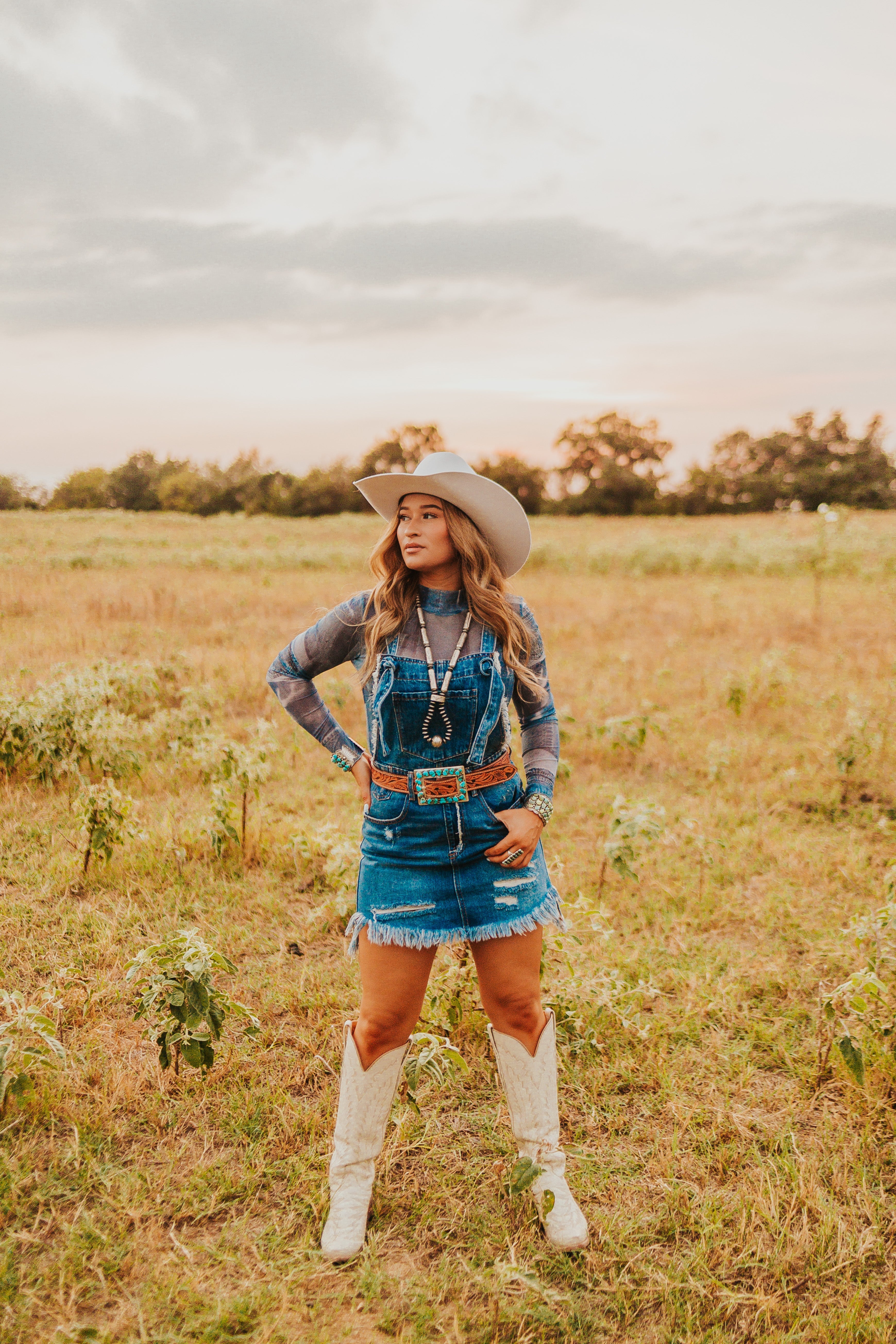 The Denim Mesh Top