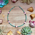 Color Pop Summer Necklace – Turquoise, Purple Spiny & Pink Conch 16"