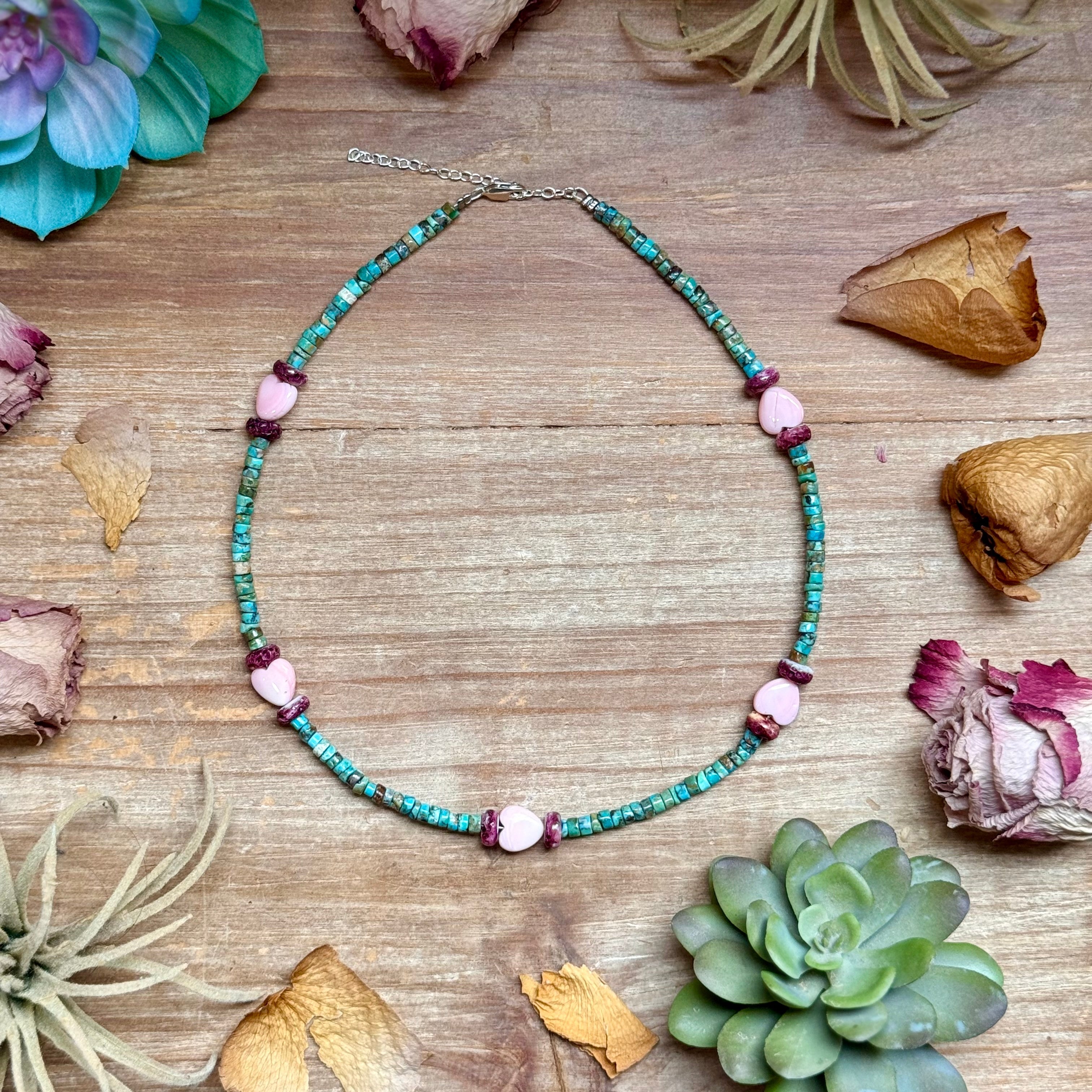 Color Pop Summer Necklace – Turquoise, Purple Spiny & Pink Conch 16"