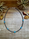 Golden Hill Turquoise & Sterling Silver Pearl Necklace – 16" + Extender