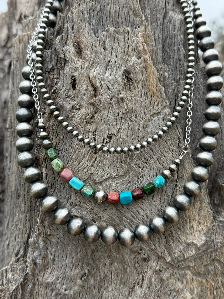 Sterling Silver Jasper Turquoise Necklace